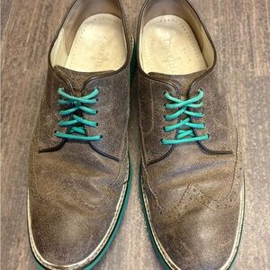 Cole Haan Distressed Brown Oxfords with Turquoise Laces